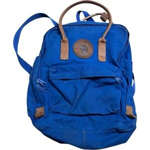 Fjallraven Kanken No. 2 Backpack Blue with Brown Leather Straps 23565 See Pics